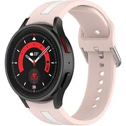 Ремешок для Samsung Galaxy Watch 5 Pro 45mm - розово-белый ширина крепления 20мм силикон Watchbands D2 (W16-9WB67753177)