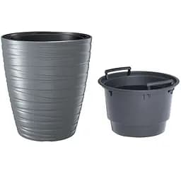 Горщик для квітів Prosperplast Maze круглий з вкладишем сірий 296 х 329 мм (88710-405) - мініатюра 2