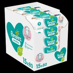 Набір дитячих вологих серветок Pampers Sensitive, 1200 шт. (15 упаковок по 80 шт.)