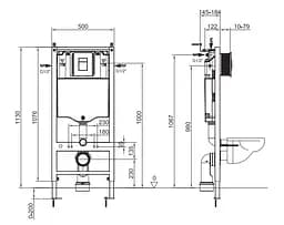 Інсталяція для унітазу Koer KT-0504-01 500x126x1150mm з панеллю змиву KT-0607-01 Хром KR5348 - мініатюра 4