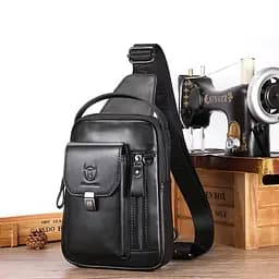 Кожаный мужской рюкзак слинг с ручкой BULL 26х18х8 см sum0028268