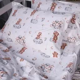 Комплект постільної білизни MirSon Фланель 010 Teddy ballons білий 110х140 см (2200009654077) - мініатюра 5