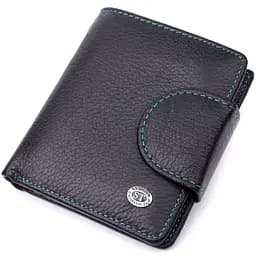 Шкіряний стильний гаманець з монетницею зовні ST Leather 19454 чорний