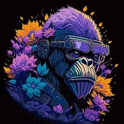 Набор для росписи Strateg Горилла в очках и цветочной красоте на черном фоне 40х40 см (AV4040-38)