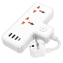 Мережевий подовжувач Hoco AC12A Reise 2-position expansion socket (PD30W / 1C3A) 4 порта - мініатюра 2