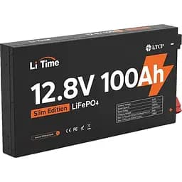 Акумулятор Li Time LiFePO4 12V (12.8V/100Ah/1280Wh) (L12V100-100-SLIM-LTCP-4) - мініатюра 3