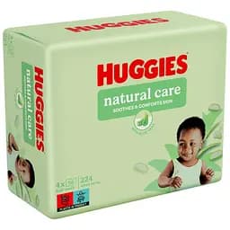 Набір вологі серветки Huggies Natural Care 224 шт. (4 уп. по 56 шт.)