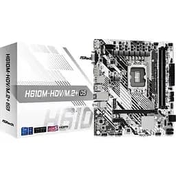 Материнська плата ASRock LGA1700, H610M-HDV/M.2+ D5, H610, 2xDDR5, Int.Video(CPU), 4xSATA3, 1xM.2, 1xPCI-E 4.0 x16, 1xPCI-E 3.0 x1, ALC897, RTL8111H, 4xUSB3.2/6xUSB2.0, VGA/HDMI/DP, MicroATX - мініатюра 2