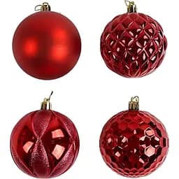 Набор новогодних украшений 24 текстурные игрушки на елку, красного цвета (161623)