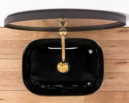 Умивальник Rea Belinda black gold edge накладний REA-U8796, Чорний - мініатюра 3