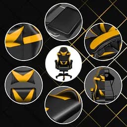 Крісло геймерське PLAYER з підставкою для ніг і масажем Black/Yellow (100015) - мініатюра 9