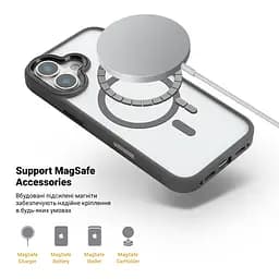 Чехол Apple iPhone 17, Unit MagSafe, черный, прозрачный, магсейф, ударопрочный, магнитный, панель-накладка с поддержкой MagSafe, с поддержкой беспроводной зарядки, TPU+PC, защита всего корпуса, ударопрочный, ArmorStandart (ARM86281) - мініатюра 4