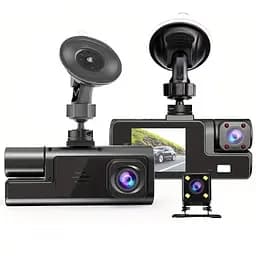 Відеореєстратор на 3 камери DashCam (спереду + позаду + салон) FullHD