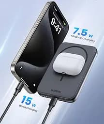 Зовнішній акумулятор Ugreen PB561 Foldable Kickstand Magnetic Battery 10000mAh для iPhone 15 Pro 14 сірий - мініатюра 8
