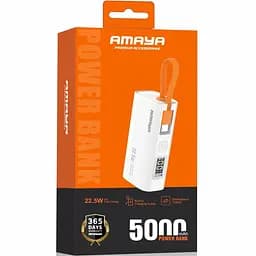 Портативний ЗП Power Bank Amaya FD39 22.5W with display and cable 5000 mAh White - мініатюра 2