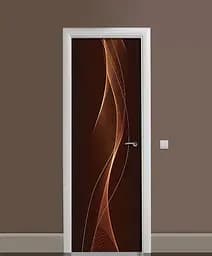 Вінілові наклейки на двері Хвилі шоколаду ПВХ лінії Абстракція Коричневий 65х200 см Happy Pocket Z182475