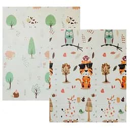 Уцінка. Дитячий двосторонній складаний килимок Poppet Тигреня в лісі та Молочна ферма 150х180 см (PP001-150)