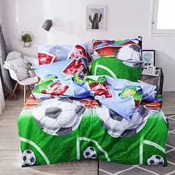 Полуторный постельный комплект ранфорс, хлопок зеленого цвета 327512