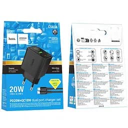 МЗП Hoco CS83A Excellent with digital display PD20W+QC3.0 (1USB-A/1C) + кабель Type-C to Lightning Black - мініатюра 2