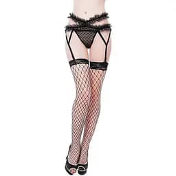 Еротичний комплект панчіх з поясом і підв'язками, One Size Black