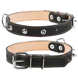 Нашийник для собак Collar, шкіряний, подвійний, з шипами, 56-68х4,5 см, чорний - мініатюра 3