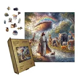 Дерев'яний фігурний пазл Ковчег Ноя, А5, Картонна коробка 35 елементів