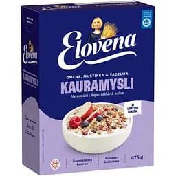 Овсяные мюсли Elovena цельнозерновые с яблоком, черникой и малиной 475 г
