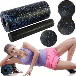 Масажний ролик для спини FitRoller 3 в 1, набір ролерів і валиків для йоги, чорний - мініатюра 2