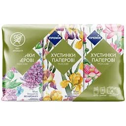Носові хустинки Премія, 3-шарові, без аромату, 6 х 10 шт.