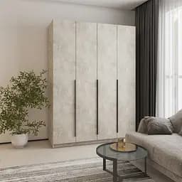 Шкаф 4-дверный MebelStar Оскар ДСП BG, блок ящиков 160x52x220 см Бетон (MBS-4681)