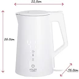 Електрочайник Adler AD 1345 white 1850-2200Вт 1.7л Strix встановлення температури - мініатюра 7