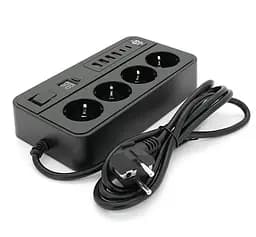Сетевой фильтр-удлинитель Voltronic G-13H, 3000W, 4 Socket + 4 USB 3,2А + 2 Type-C + таймер, 2м, Black - мініатюра 4