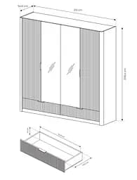 Шафа для одягу Perfect Home Ланте / Lante 4-дверна з дзеркалом і золотими ручками 4D2S/213 Беж (PFH-091124) - мініатюра 4