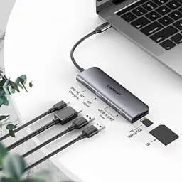 Порт-реплікатор (хаб) Ugreen 70411 6-in-1 док-станція HDMI 2xUsb3.0 TF PD 100W - мініатюра 3