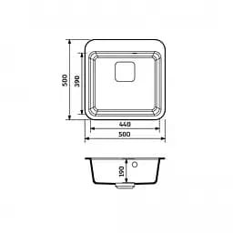 Кухонна мийка Adamant EXIST mokko 500x500x190 мм, без крила 50 см - мініатюра 2