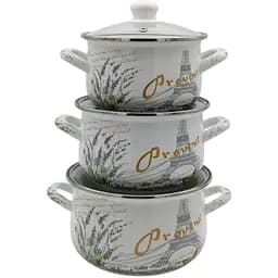 Набір каструль Verona емальовані з кришками 1.6 л, 2.3 л, 3 л (VR-0001-03)