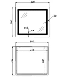 Дзеркало Lidz Kubis (KU2) 700х800 мм з LED-підсвічуванням Touch LD78LF9047080 - мініатюра 12
