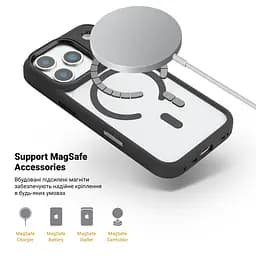Чехол Apple iPhone 17 Pro, Unit MagSafe, черный, прозрачный, магсейф, противоударный, магнитный, панель-накладка с поддержкой MagSafe, с поддержкой беспроводной зарядки, TPU+PC, защита всего корпуса, ударопрочный, ArmorStandart (ARM90585) - мініатюра 4
