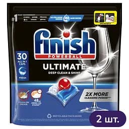 Средство для мытья посуды в посудомоечных машинах Finish Ultimate Fresh 60 таблеток (2 уп. х 30 таблеток)