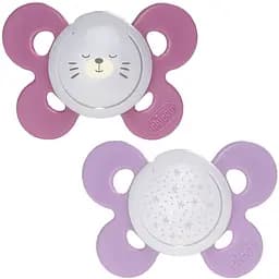 Силіконова пустушка Chicco Physio Comfort, люмінесцентна, 16-36 міс., рожева, 2 шт. (74935.41.00.00)