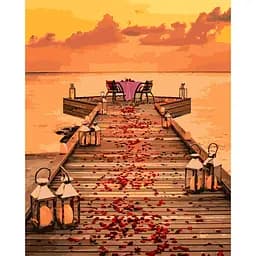 Картина за номерами Strateg ПРЕМІУМ Романтика на пристані з лаком розміром 40х50 см SY6580 4823113825652