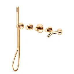 Термостат для душу/ванни Paffoni Modular Box (колір - Honey gold / Медове золото), з душовим гарнітуром та зливом MDE001HG