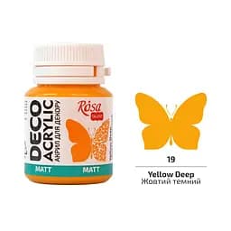 Акрил для декору Жовтий темний (19) матовий 20 мл Rosa Talent