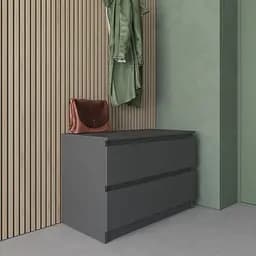 Комод Vays R-19 Антрацит, 2 ящика без ручек, ЛДСП, 80×40×53 см - для прихожей, спальни, гостиной