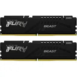Модуль пам'яті для комп'ютера DDR5 16GB (2x8GB) 5200 MHz FURY Beast Black Kingston Fury (ex.HyperX) (KF552C40BBK2-16)
