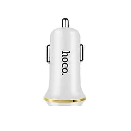 Блок живлення автомобільний 2 Usb Hoco Z1 + Cable iPhone Lightning 2.1A білий