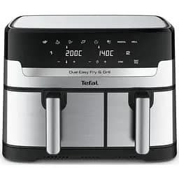 Мультипечь Tefal на 2 чаши Dual Easy Fry & Grill Air Fryer 2700Вт сенсорное управление 8 программ гриль пластик нержавеющая сталь