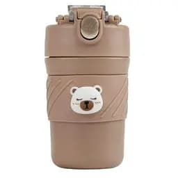 Термос дитячий  «Cute Bear» поїлка з трубочкою нержавіюча сталь 420 мл Коричневий