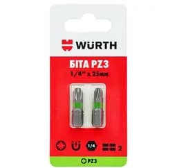 Біта Wurth PZ3 1/4IN L25 мм 2 шт. в блістері (1614176653902)