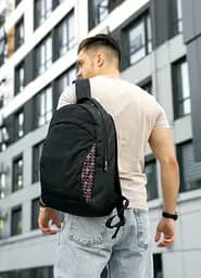 Чоловічий рюкзак Sambag Zard LZN чорний тканевий принт 43 х 27 х 13 см (25000148m)